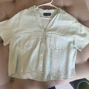 Laundry by Shelli Segal mint green cropped button down
